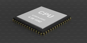 3d rendering cpu processor on black background