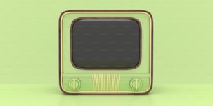TV vintage. Retro old television receiver with blank empty screen against pastel green color background, 50s nostalgia, template. 3d illustration