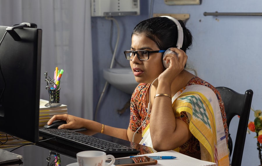Focused individual work at a computer