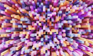 Fondo abstracto de cubos alargados vistos desde arriba con diferentes alturas y colores pastel. Renderizado 3D