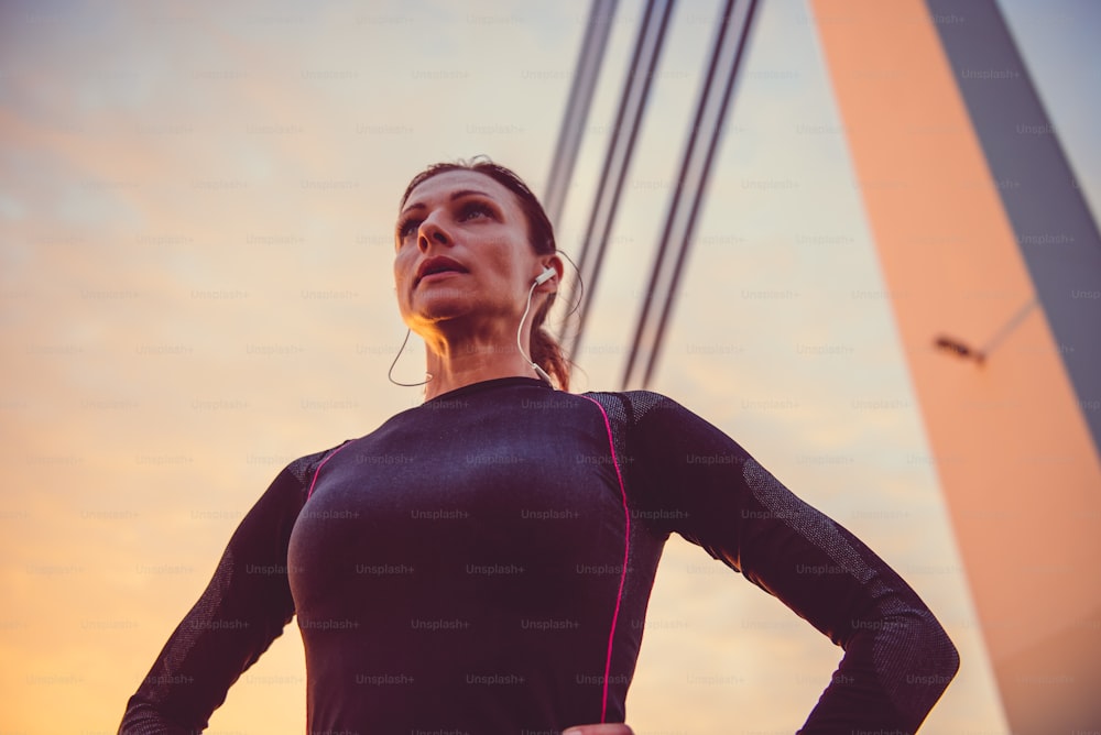 Portrait of fitness women resting after running