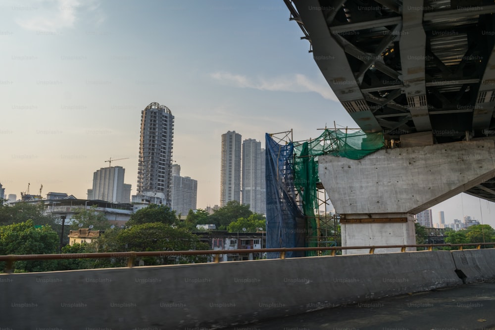 a view of a city from a bridge