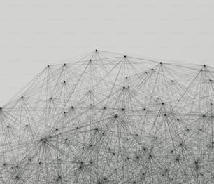 uma foto em preto e branco de uma rede de linhas