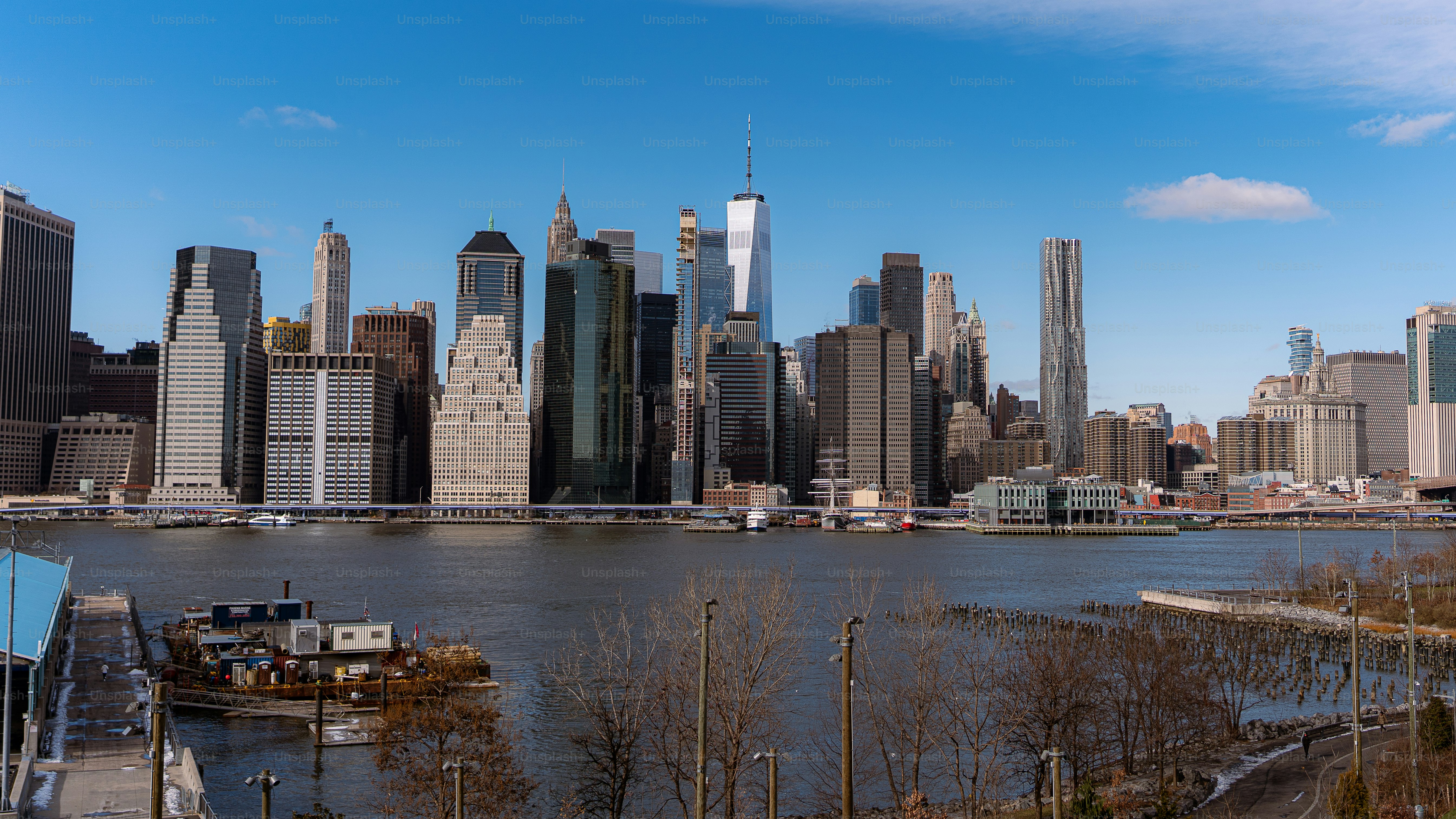 a large body of water surrounded by tall buildings
