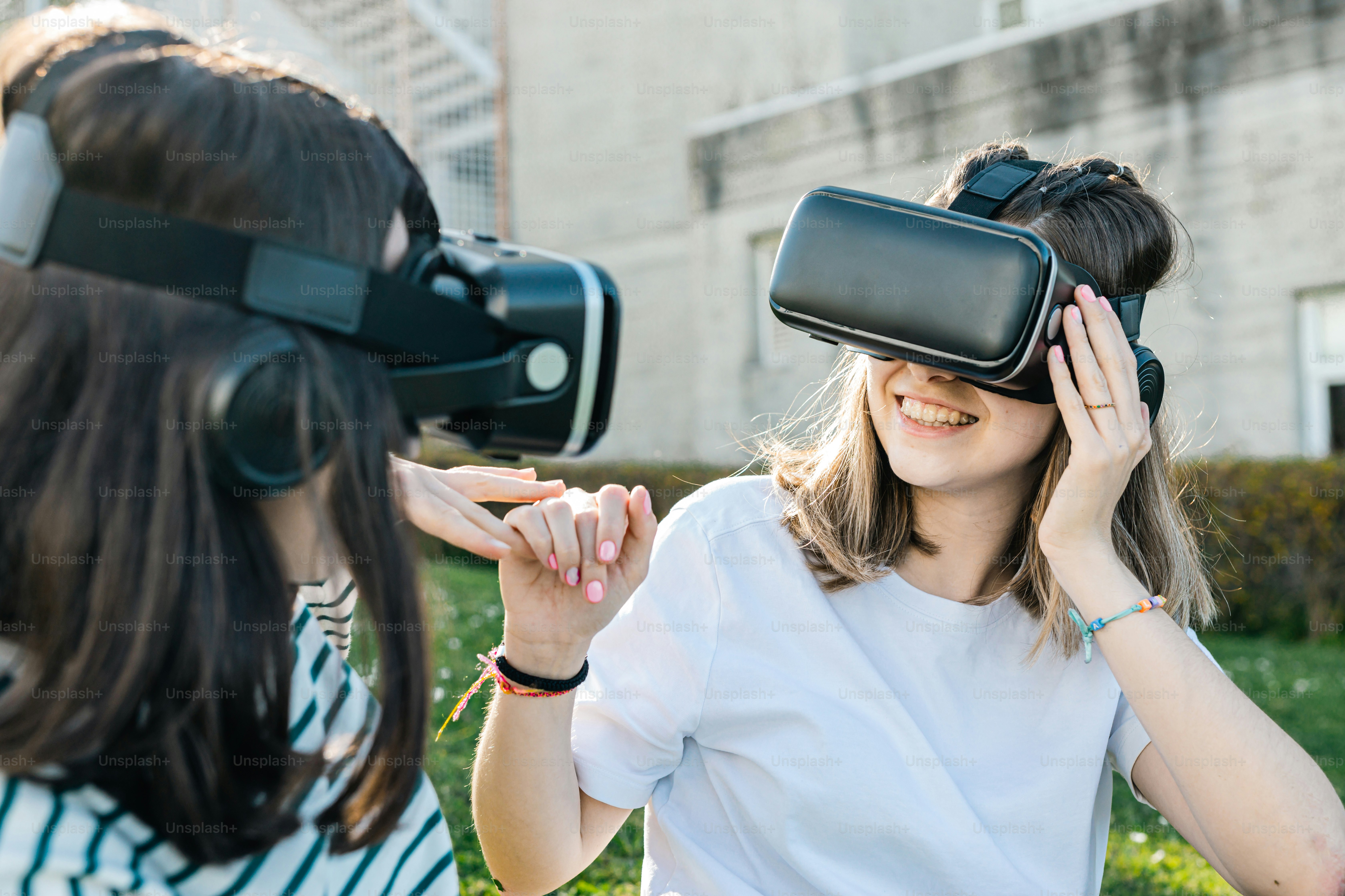a woman wearing a pair of virtual glasses