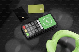 Un primer plano de una calculadora y una tarjeta de crédito