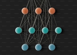 a group of blue and orange balls on a black background