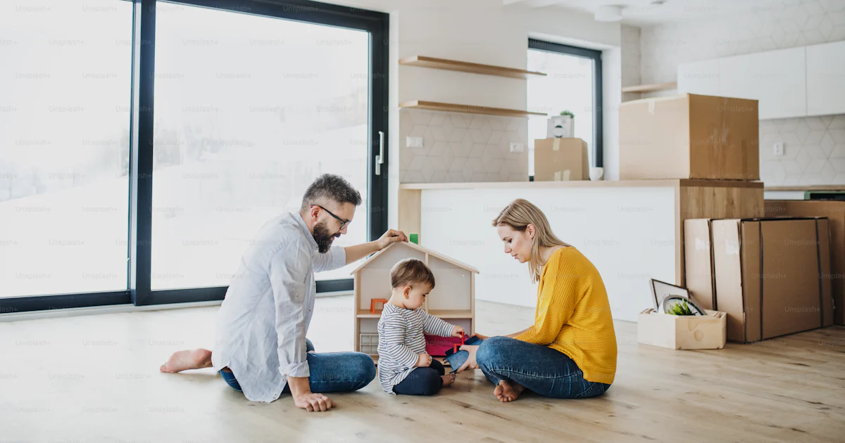 Family at home in a bright Queensland-style setting