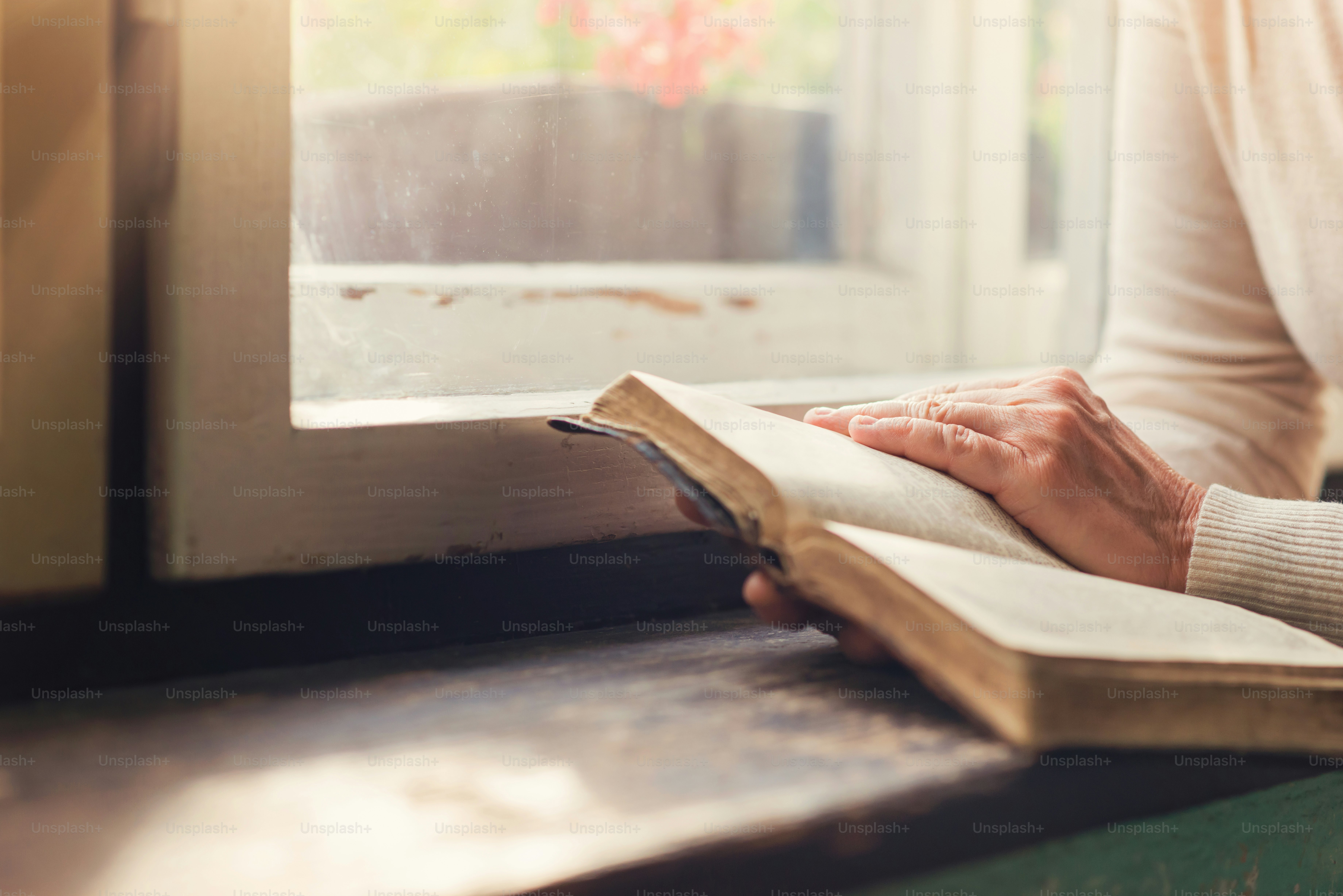Femme méconnaissable tenant une bible dans ses mains