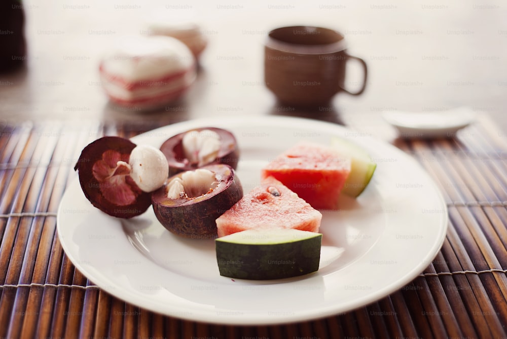 Aian fruit salad snack - mangosteen with watermelon