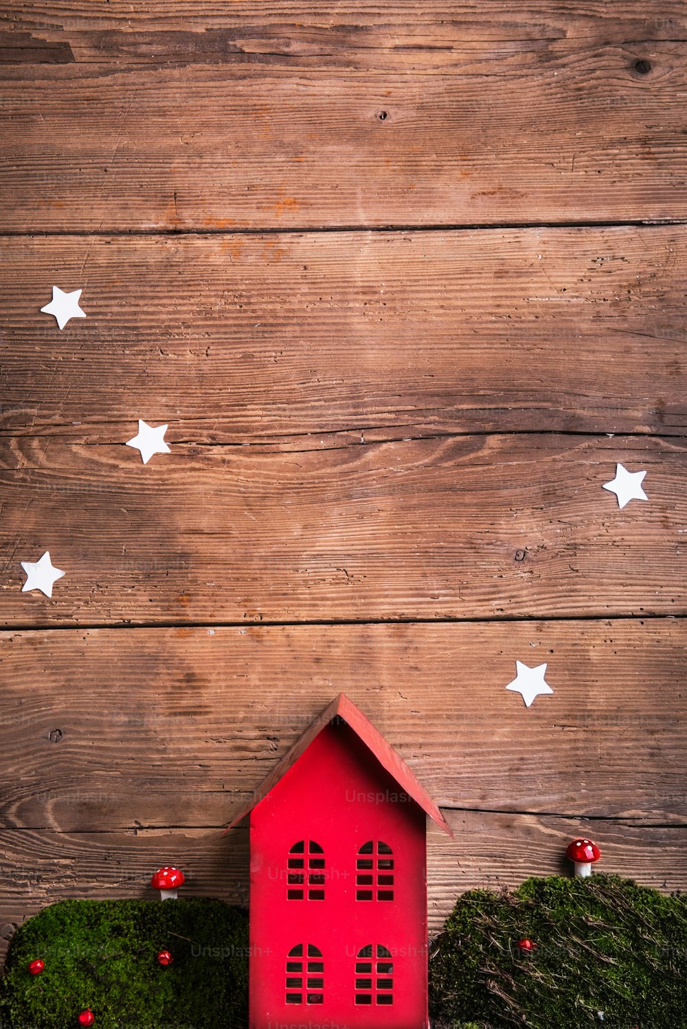 Christmas composition on a wooden background. Flat lay. Copy space.