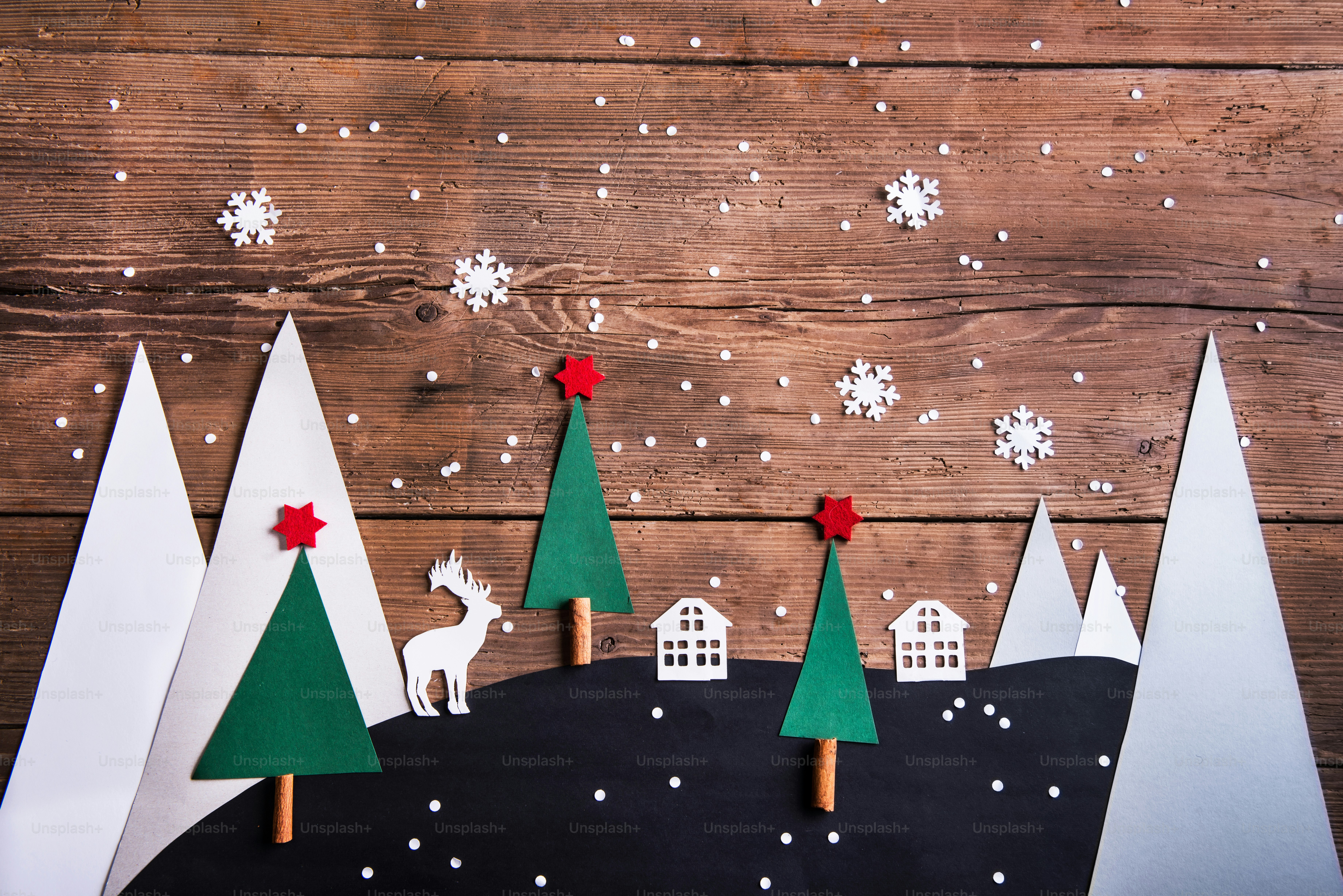 Christmas composition on a wooden background. Flat lay. Copy space.