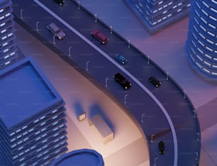 an aerial view of a city street with cars on it