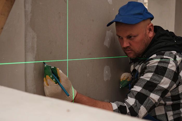 Builder digging on construction site