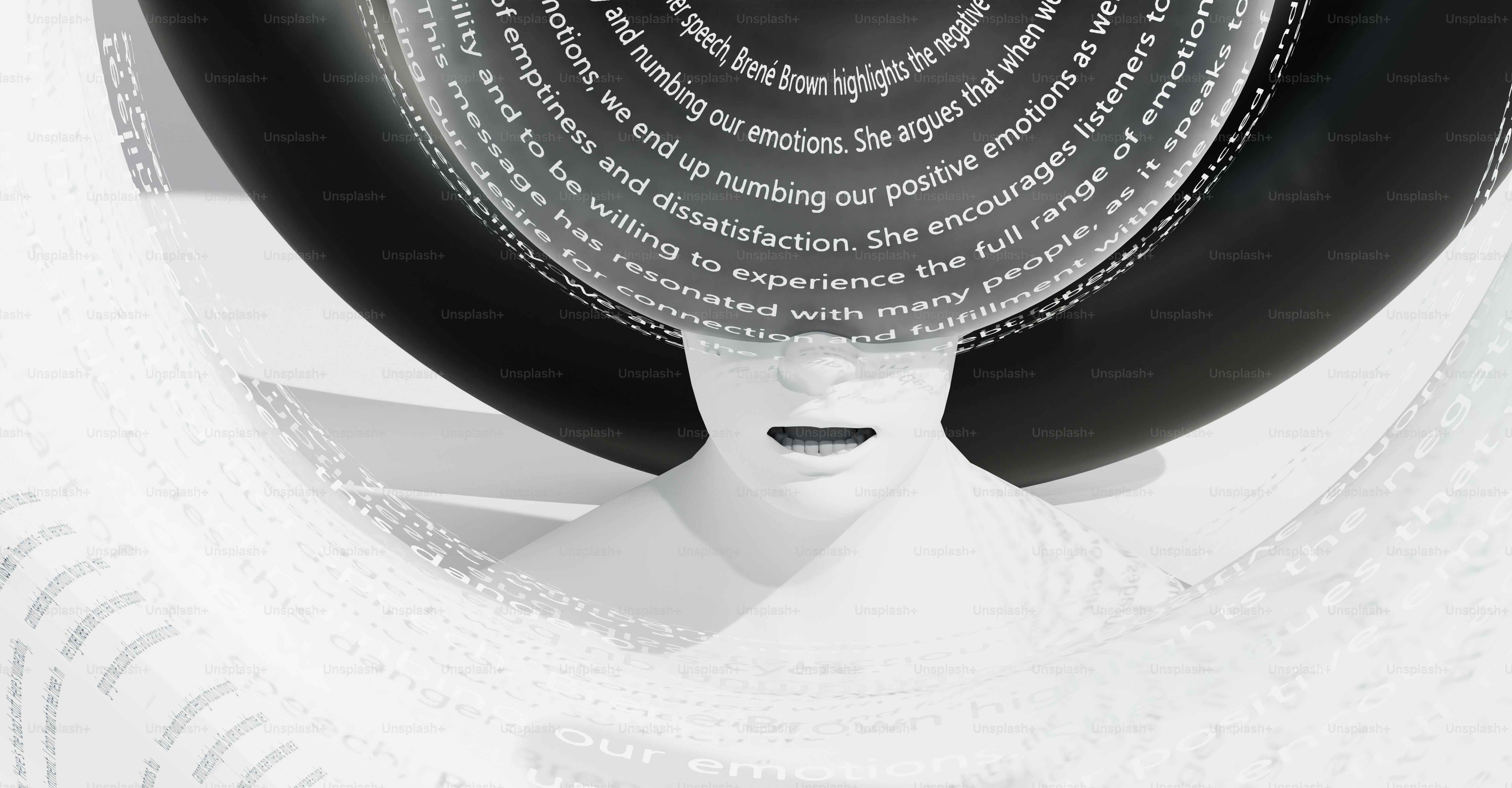 ein Frauenkopf mit schwarz-weißem Hintergrund