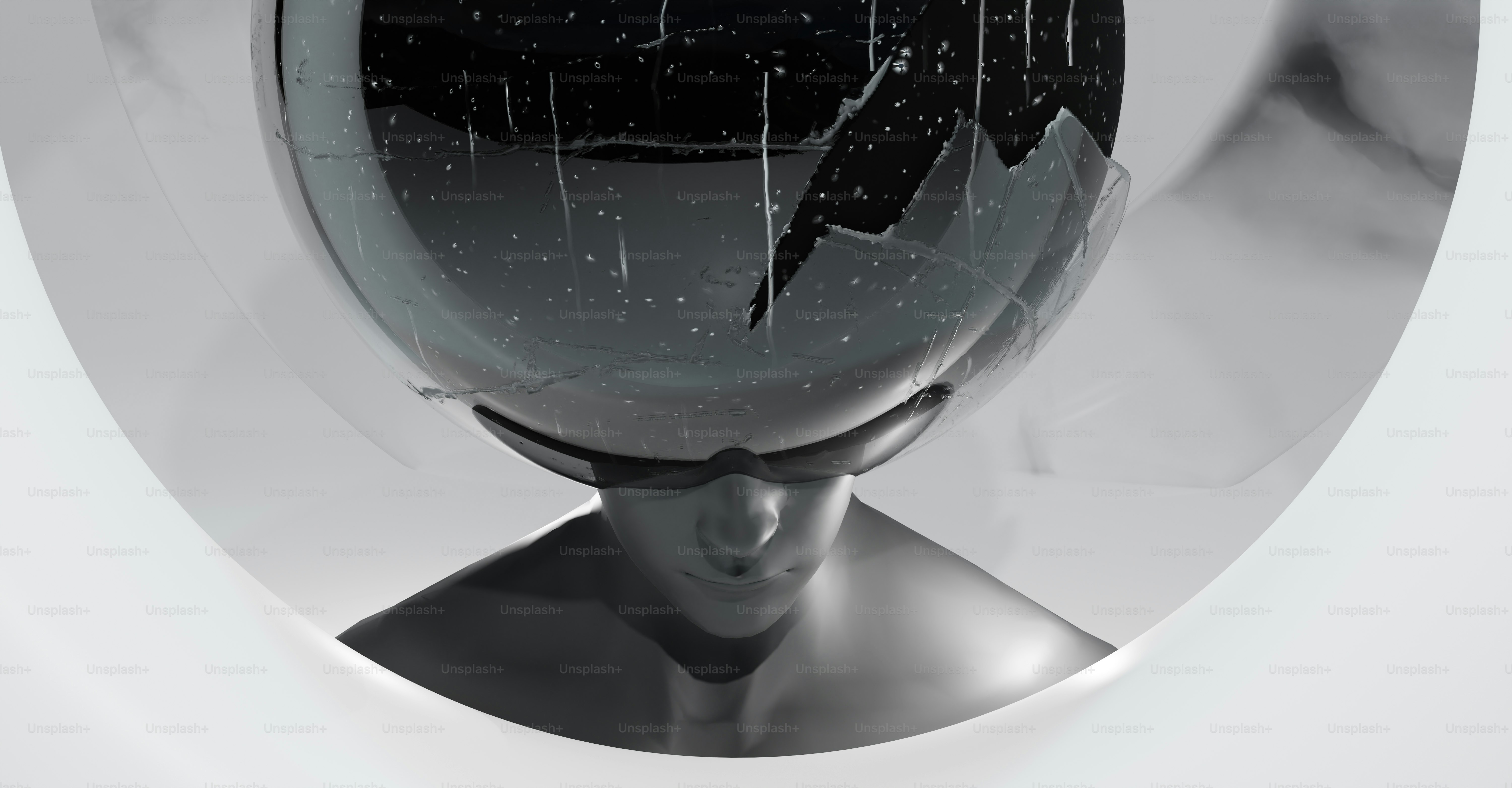 ein Schwarz-Weiß-Foto des Kopfes einer Person