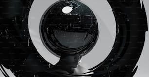 uma foto em preto e branco da cabeça de uma mulher com uma maçã no