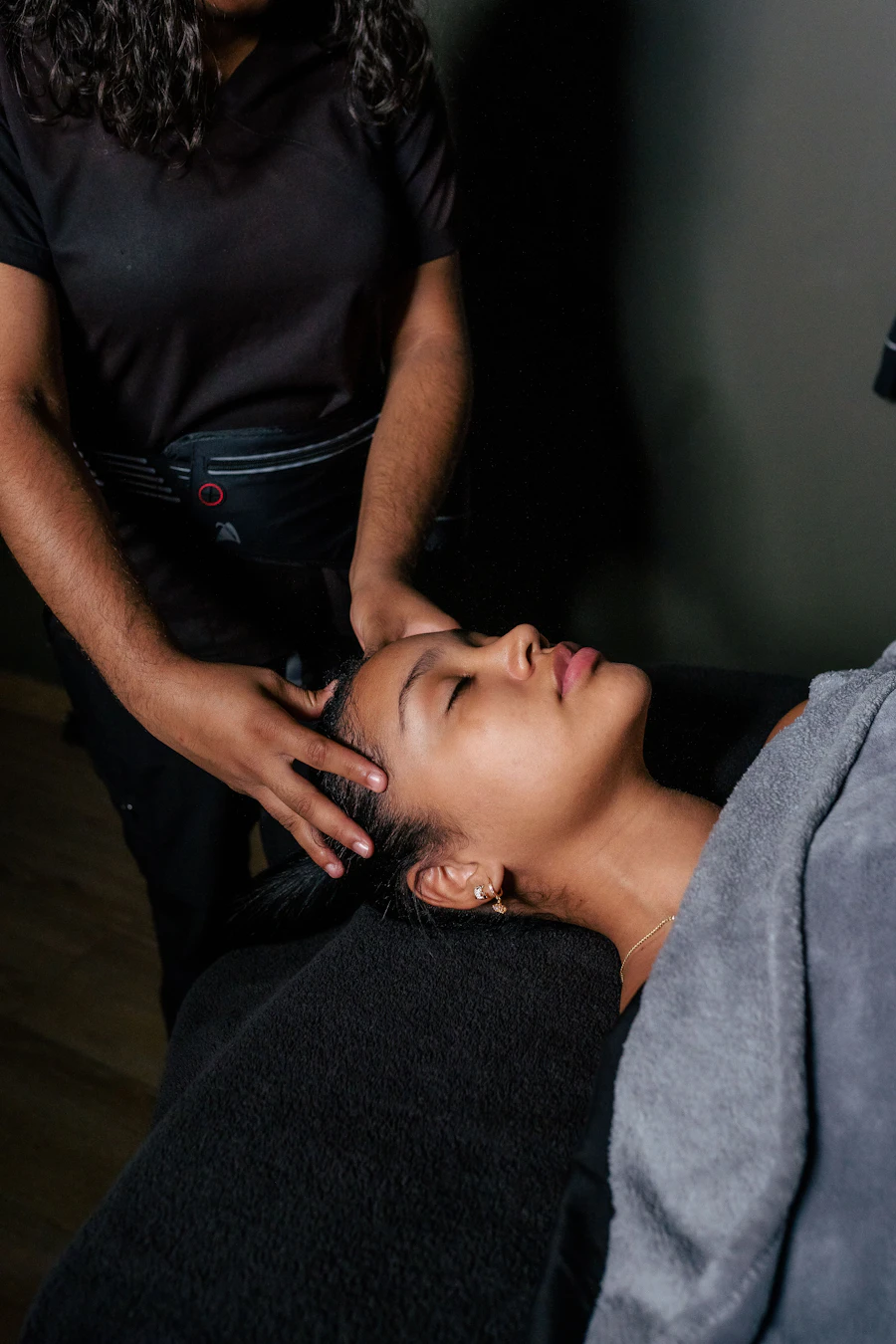 Facial treatment in a spa room