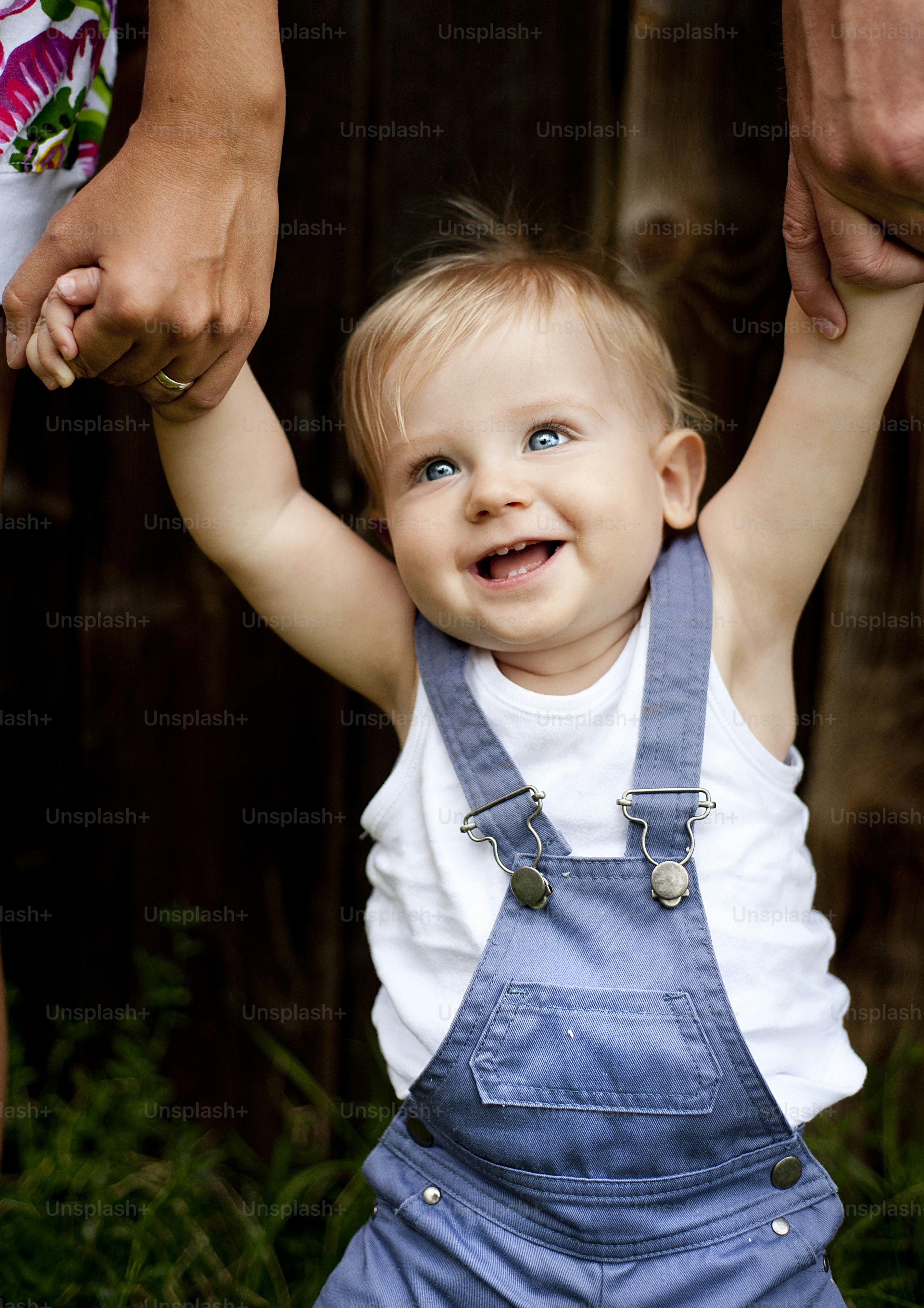 Young family is enjoying a day on the farm