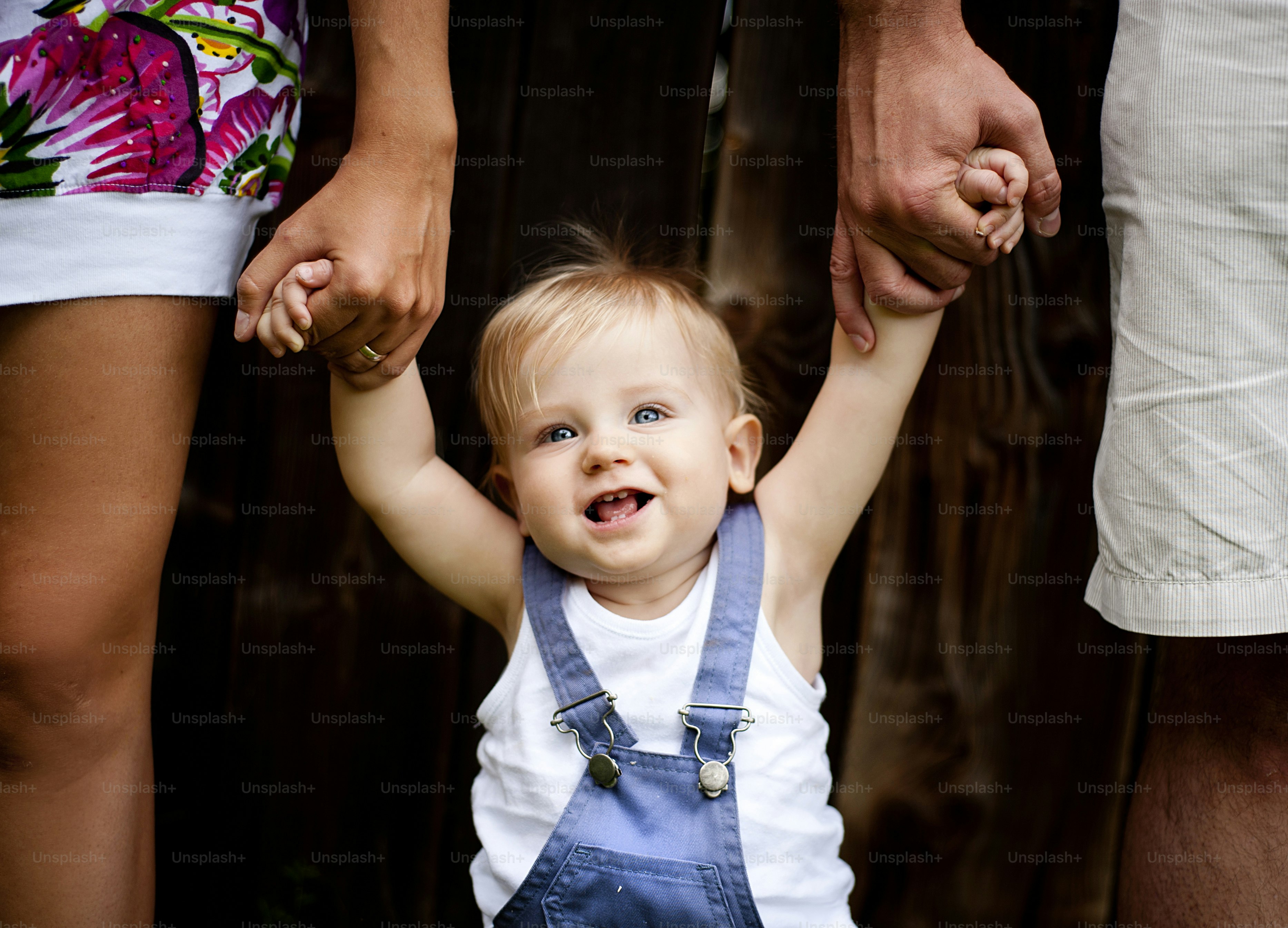 Young family is enjoying a day on the farm
