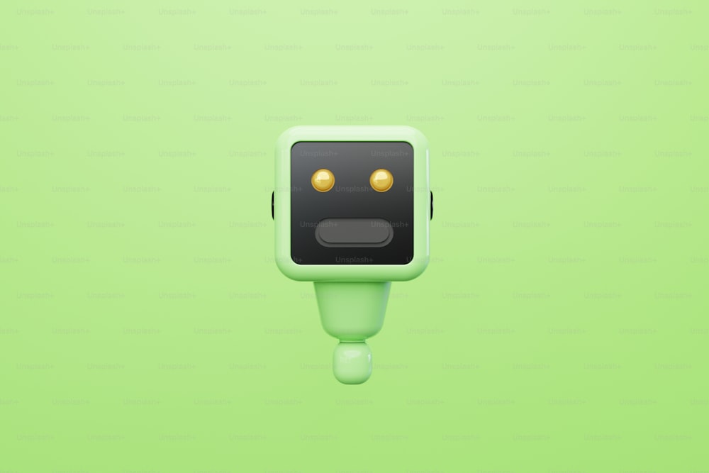 a green and black device with two eyes
