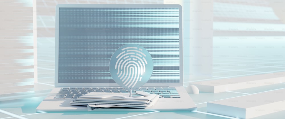 a laptop computer with a fingerprint on it