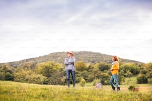 Happy healthy senior couple spending time in nature.