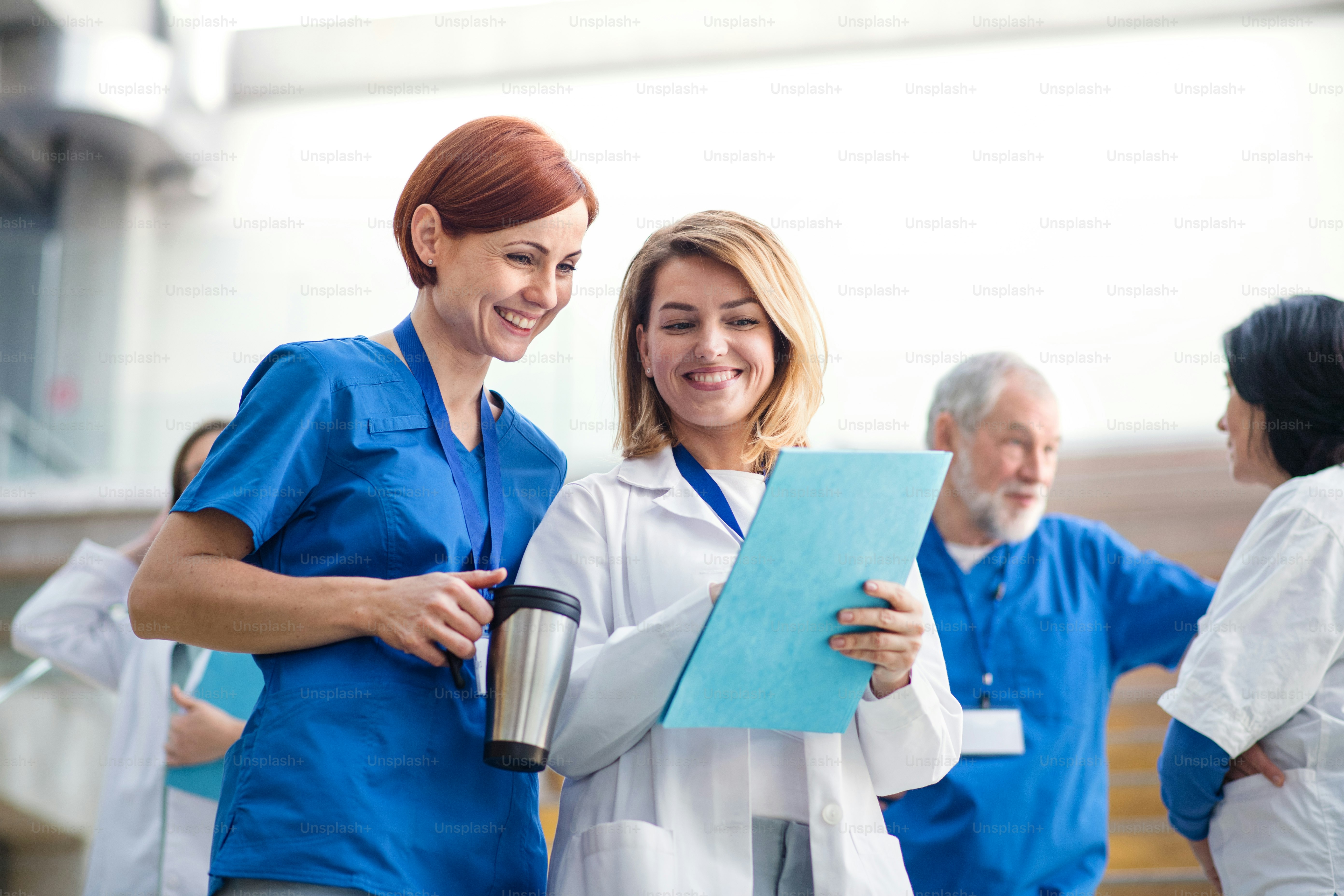 Group of cheerful doctors and medical team