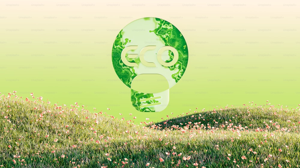a picture of a green earth with the word eco printed on it