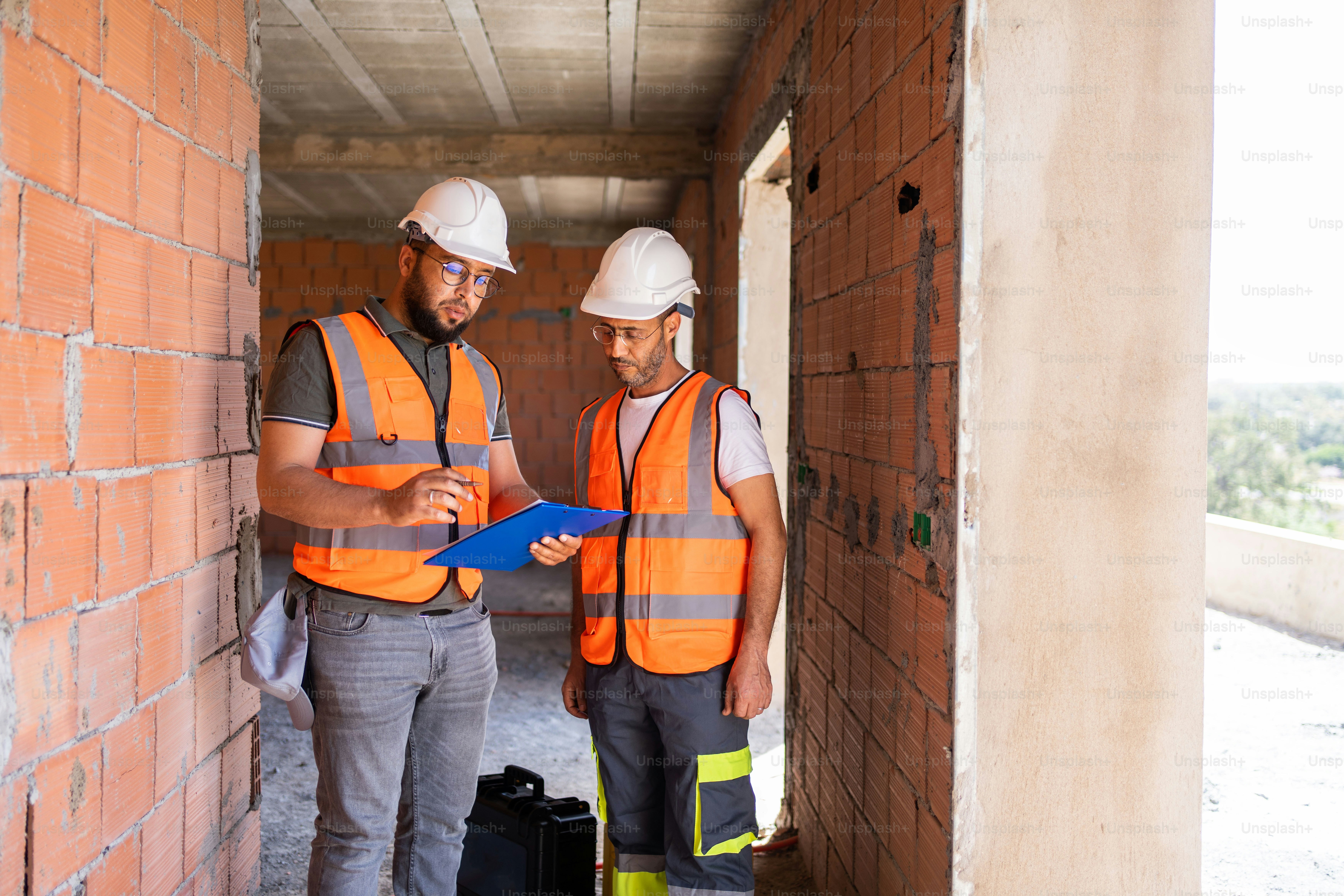 Ein paar Männer stehen nebeneinander