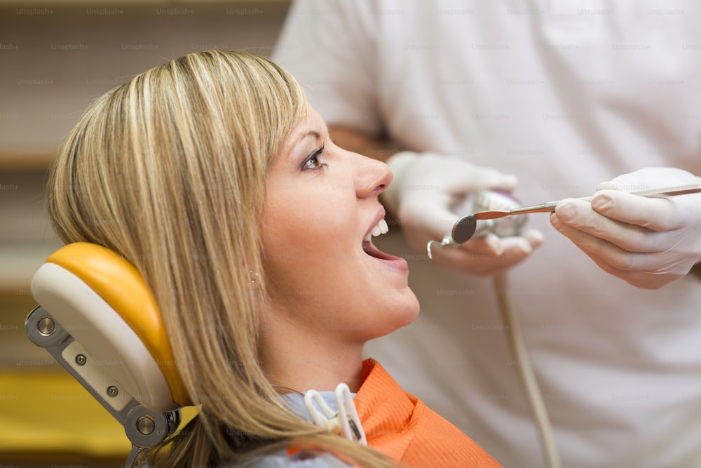 Patient is having a dental treatment