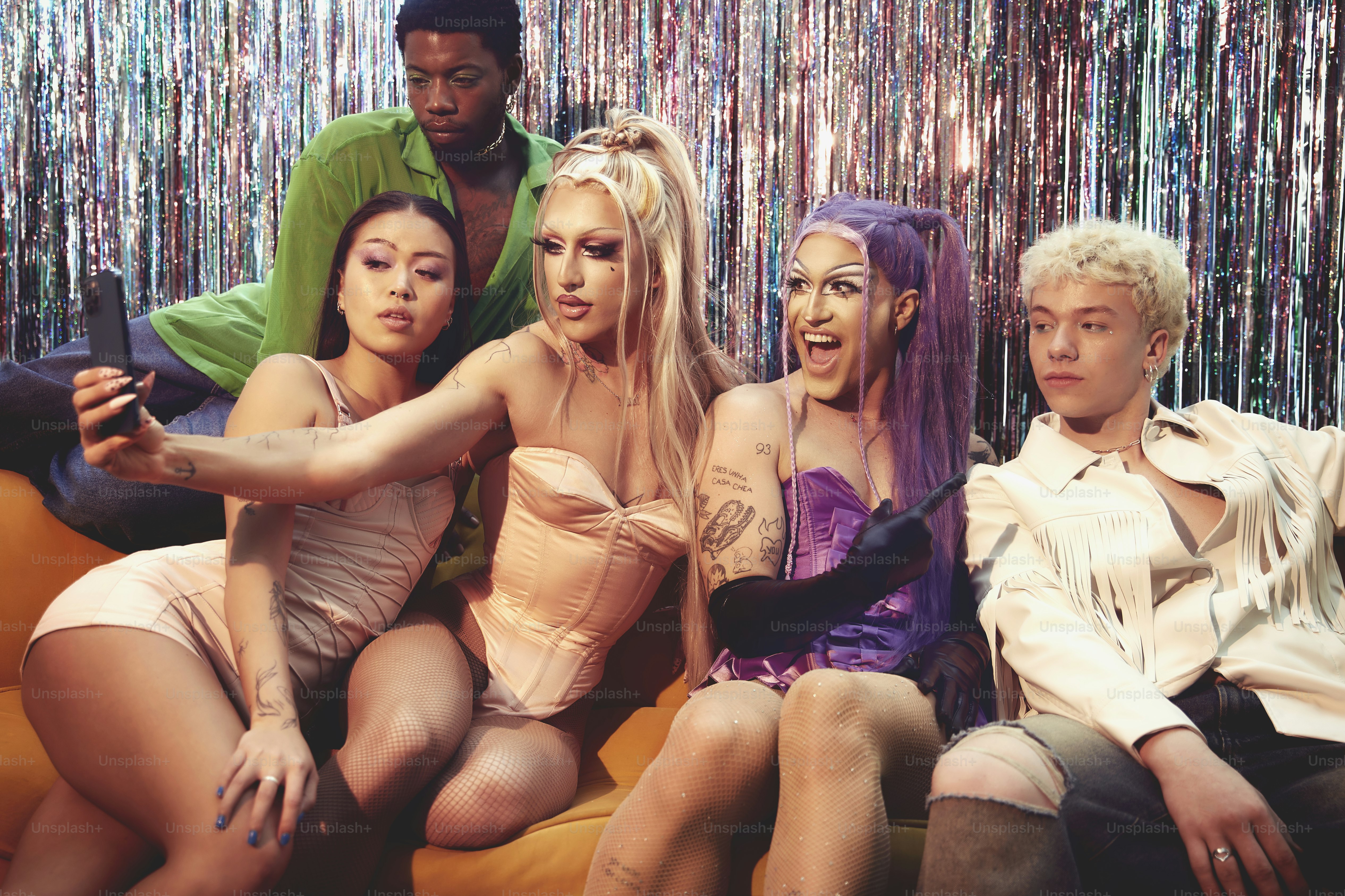 a group of people that are sitting on a couch