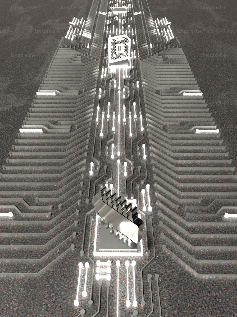 uma imagem gerada por computador de uma cidade futurista