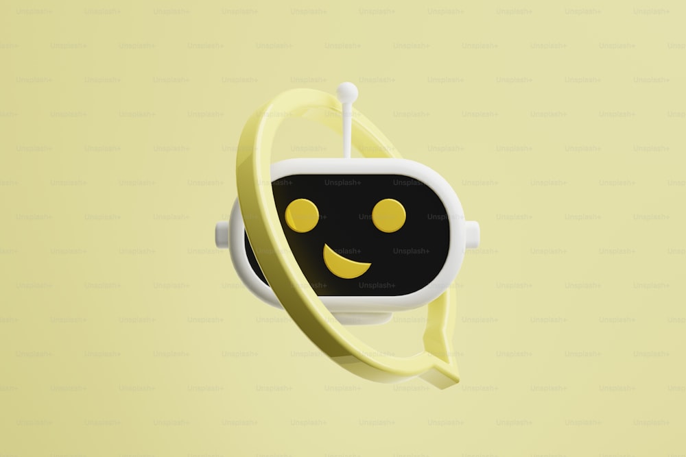 um objeto amarelo e preto com um rosto sorridente