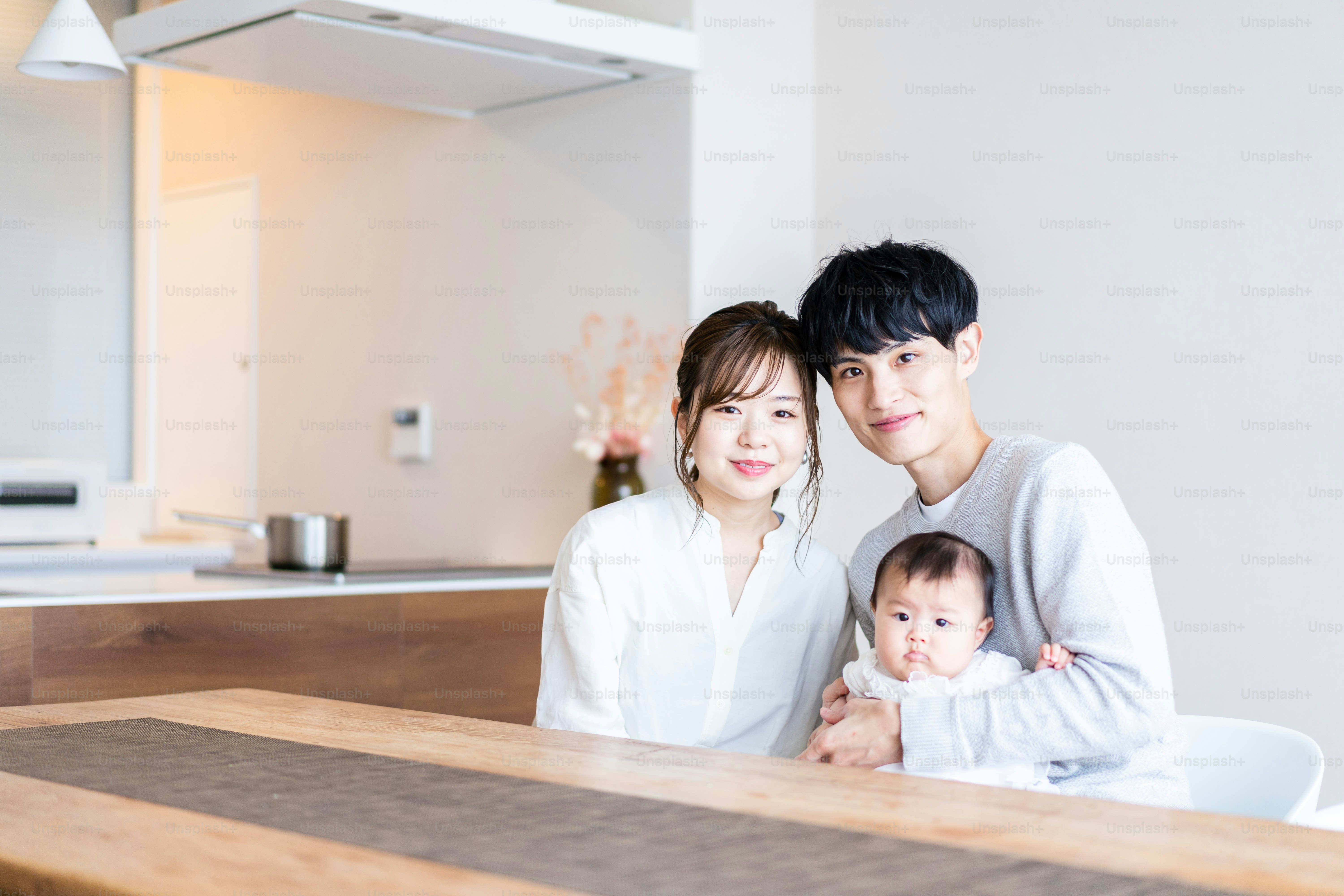 A young family spent at home