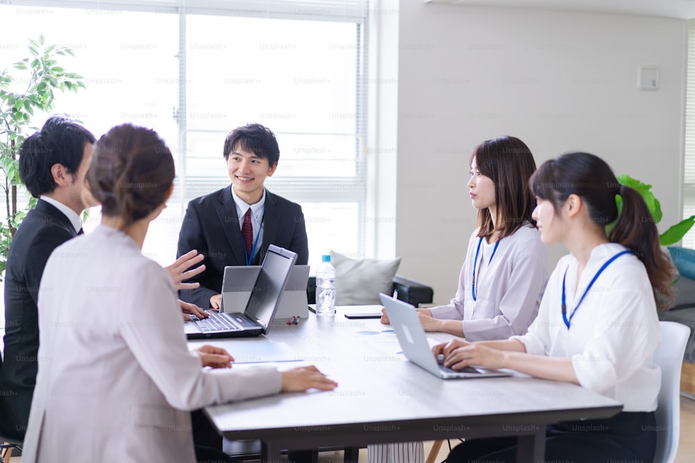 Office workers having a business meeting