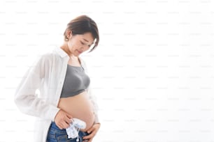 young pregnant woman Smiling with casual wear