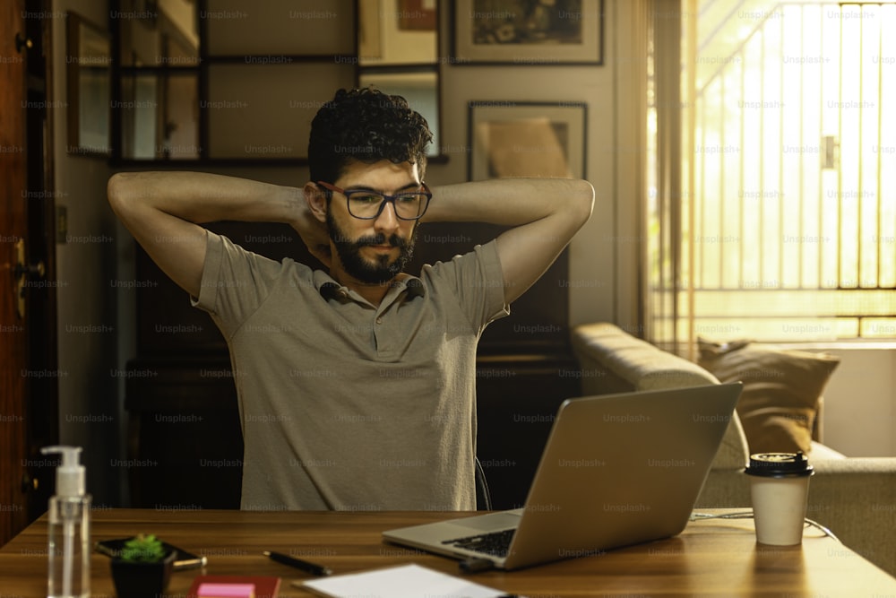 Gorgeous model relaxing during working hours at her home. Concept working at home.