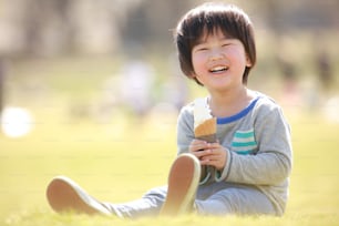 Boy eating soft serve