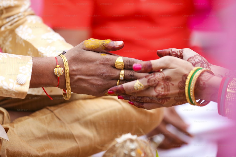 Wedding ceremony in Hinduism: groom hand