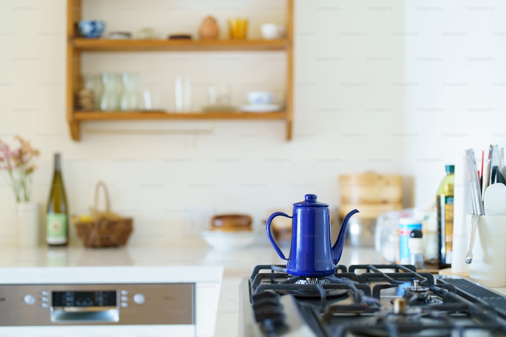 Bright kitchen with white walls in a apartment