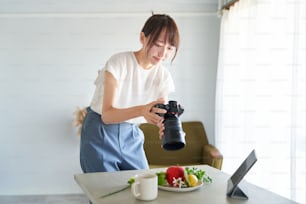 female photographer shooting in the room