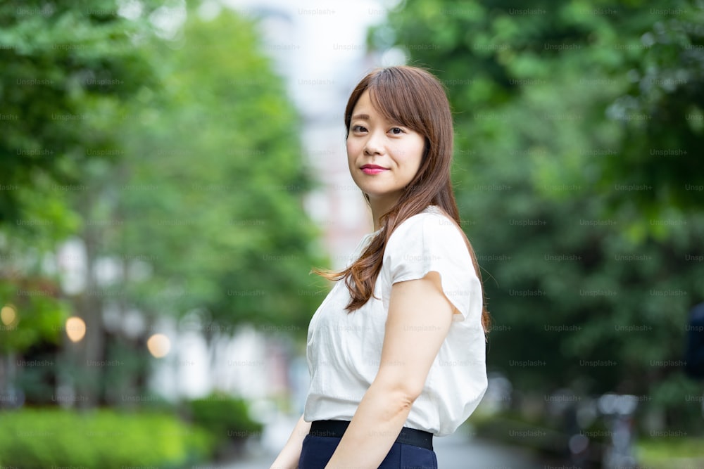 Outdoor portrait of Asian businesswoman