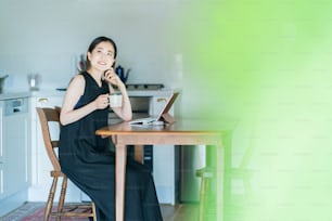 relaxed woman working in the room