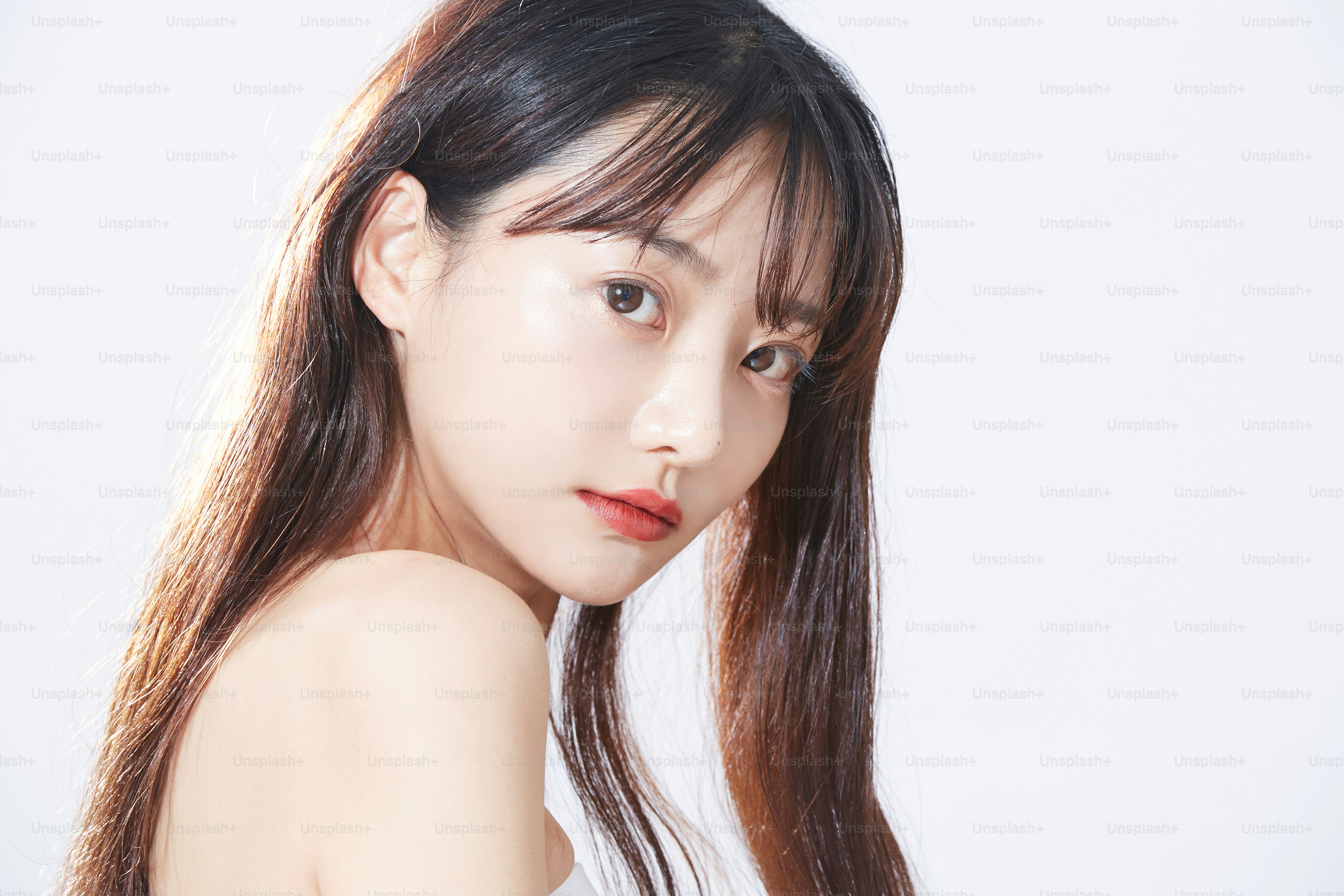Beauty concept portrait of young Asian woman with soft highlights ...