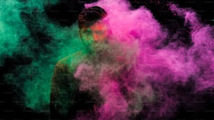 Young man in holi colors. holi is a festival of India. It is festival of colors and Joy. It is also called as Dhuleti.