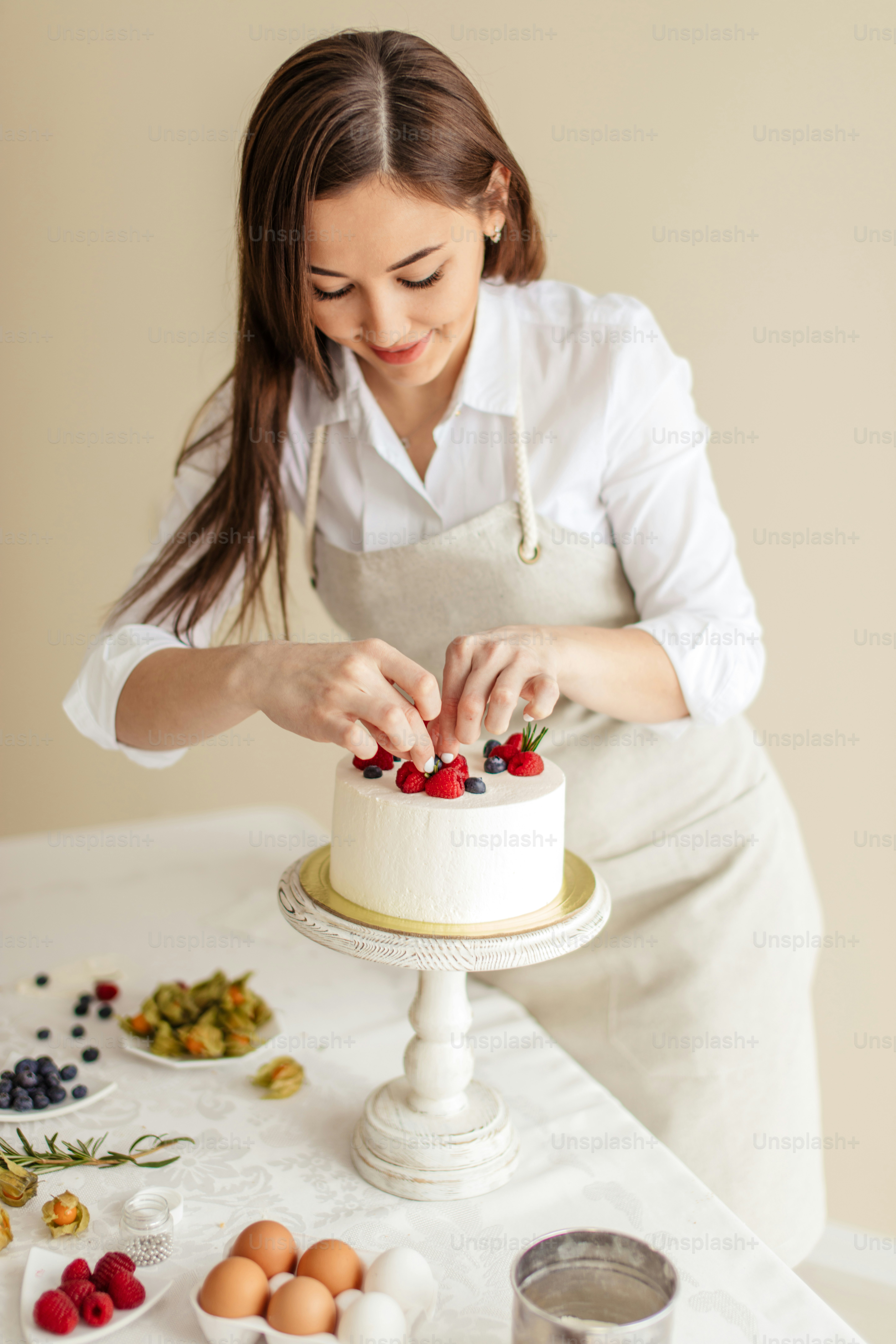 perfect gift. girl making holiday dessert, close up photo