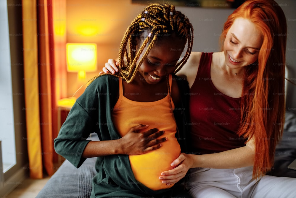 mixed race couple awaiting a baby .