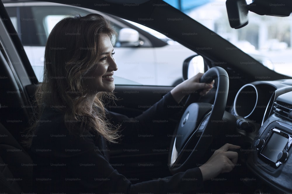 businesswoman driving car