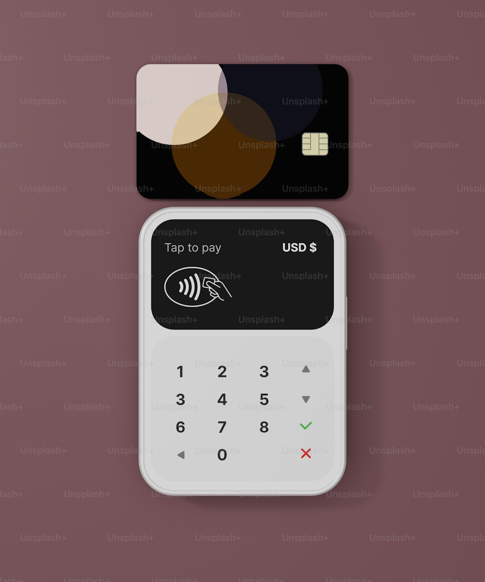 ein Telefon mit angeschlossener Kreditkarte
